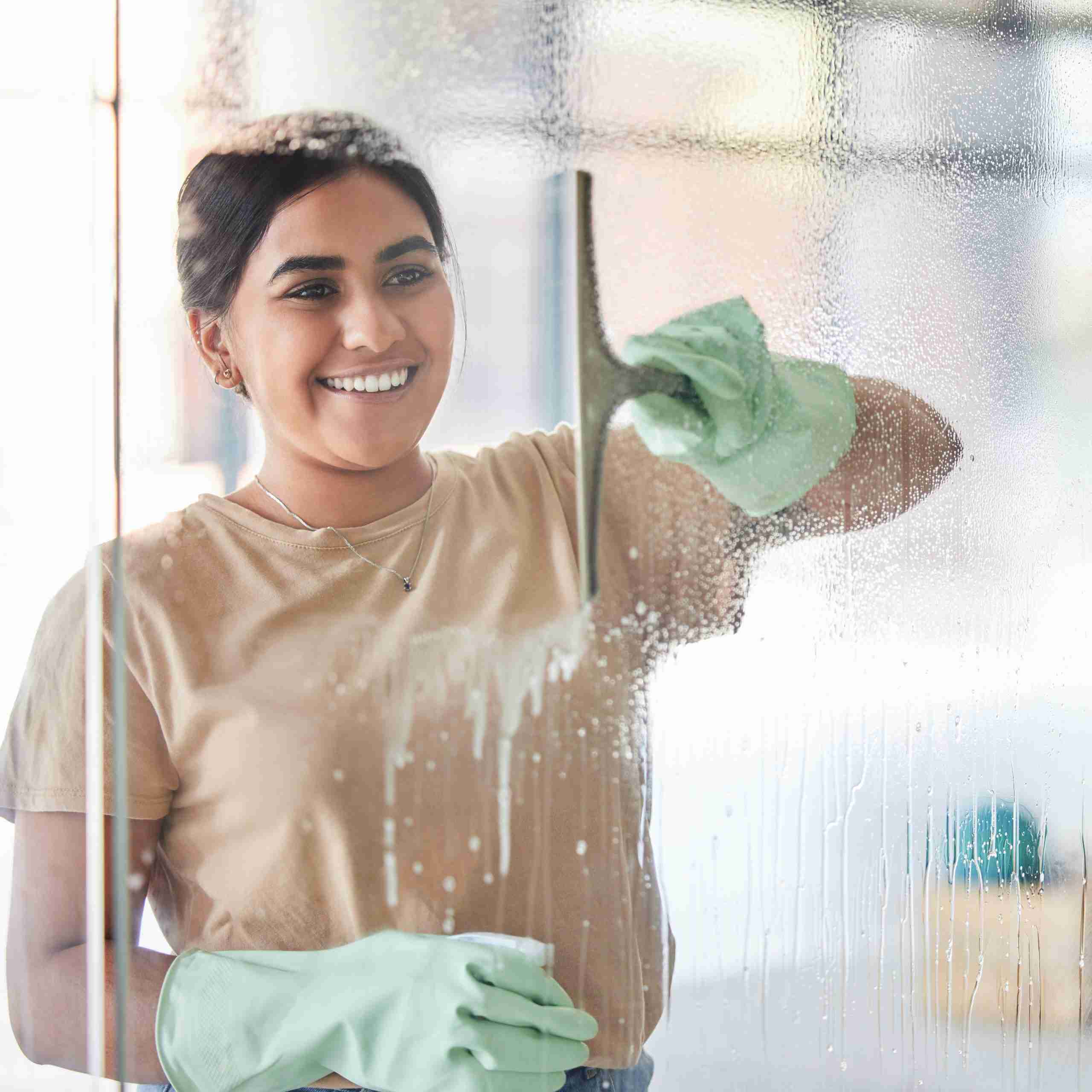 office cleaner performing office cleaning services