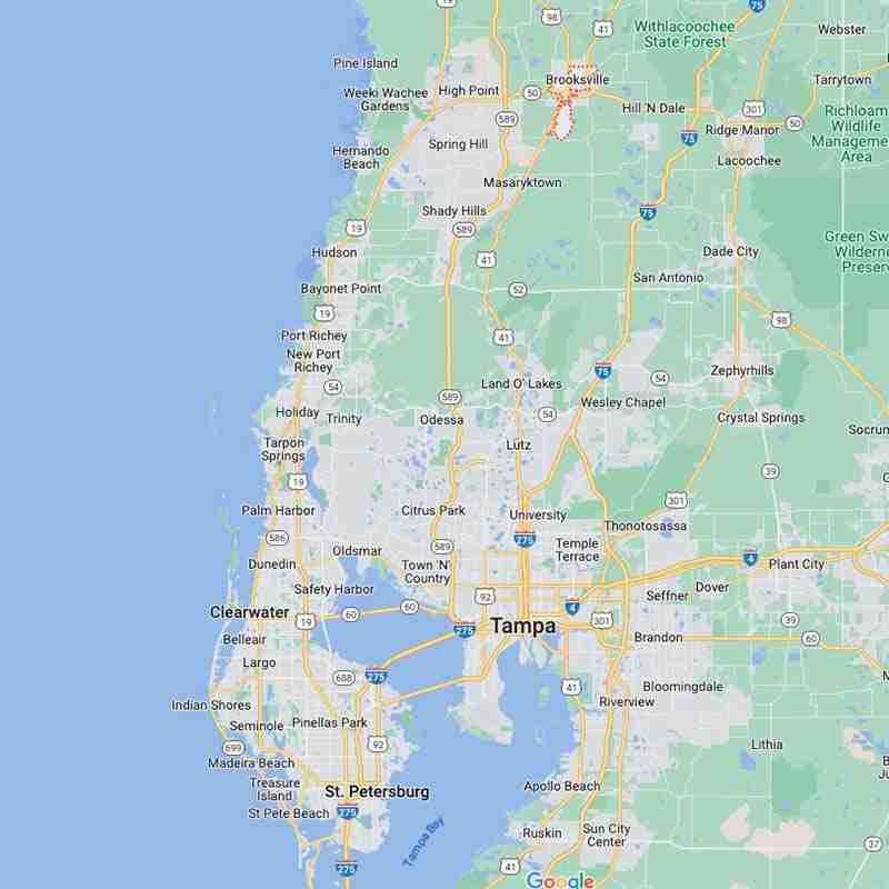 google map shows brooksville florida houswe cleaning service area