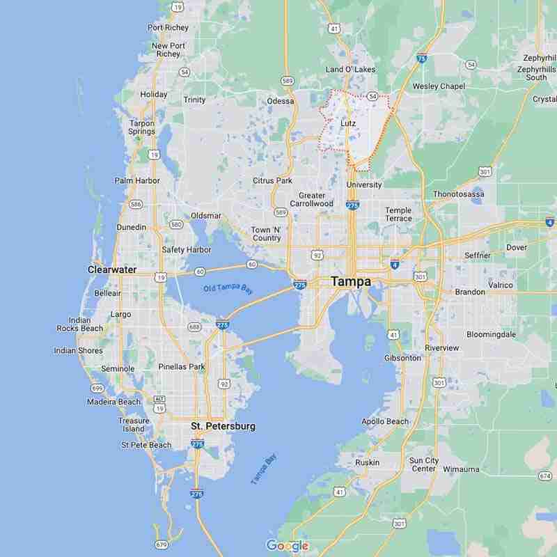 google map shows lutz florida house cleaning service area